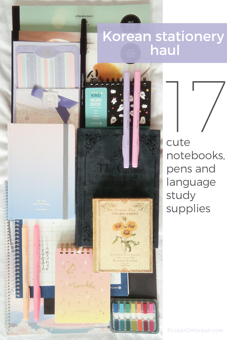 Korean stationery haul cute notebooks pens planners and language learning supplies