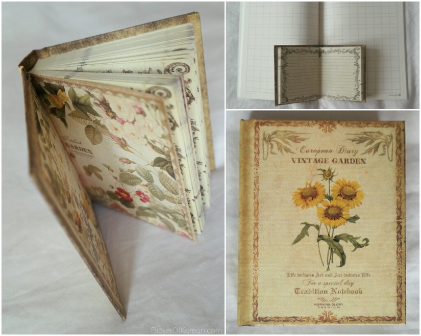 Korean mini notebook European diary vintage garden Morning Glory premium